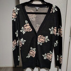 Charlotte Russe Black Floral Cardigan